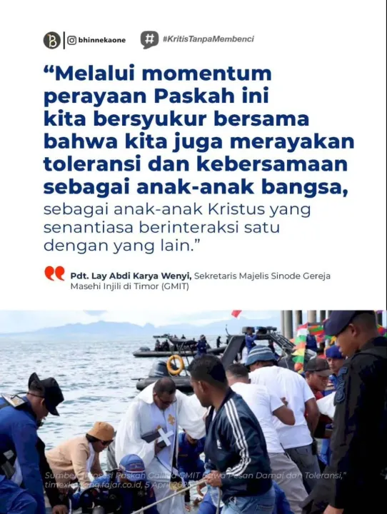 Sekretaris Sinode GMIT, Pdt. Lay Abdi K. Wenyi, dalam suara gembalanya saat melepas rombongan perahu menekankan bahwa momentum ini merupakan tu